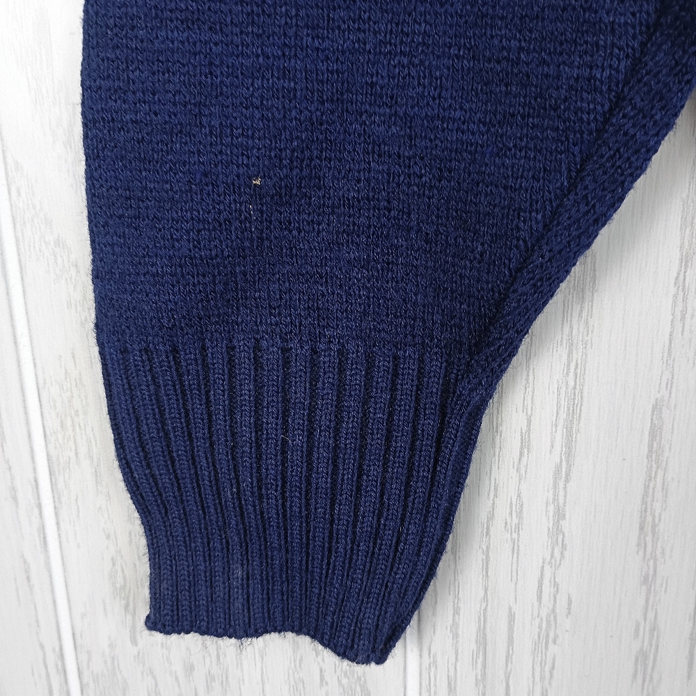 VINTAGE w/tag 1980's Extremely Rare Navy yellow Sony Tape knitted Sweater Size S - Picture 9 of 14